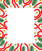 Red Ribbon Green Fern Golden Starburst Rug
