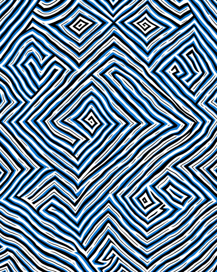 Bold Blue White Geometric MazeRug Rug