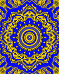 Vibrant Blue Yellow Mandala Pattern Rug