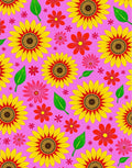 Vibrant Yellow Sunflower Floral Pattern Rug