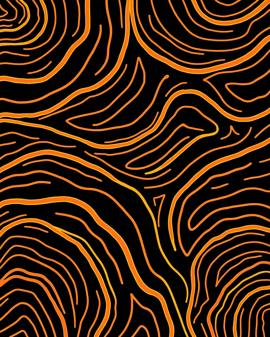 Abstract Orange Wavy Lines Rug