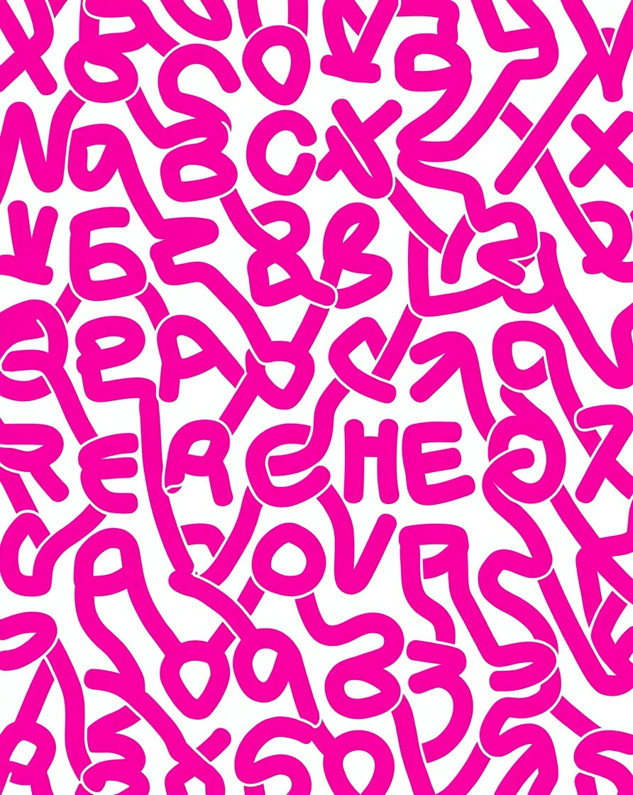 Hot Pink Graffiti Art Pattern Rug