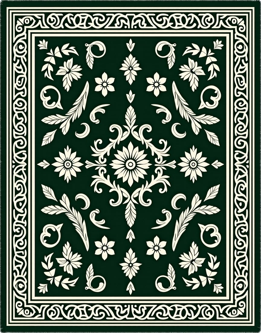Elegant Floral Scrollwork Pattern Rug