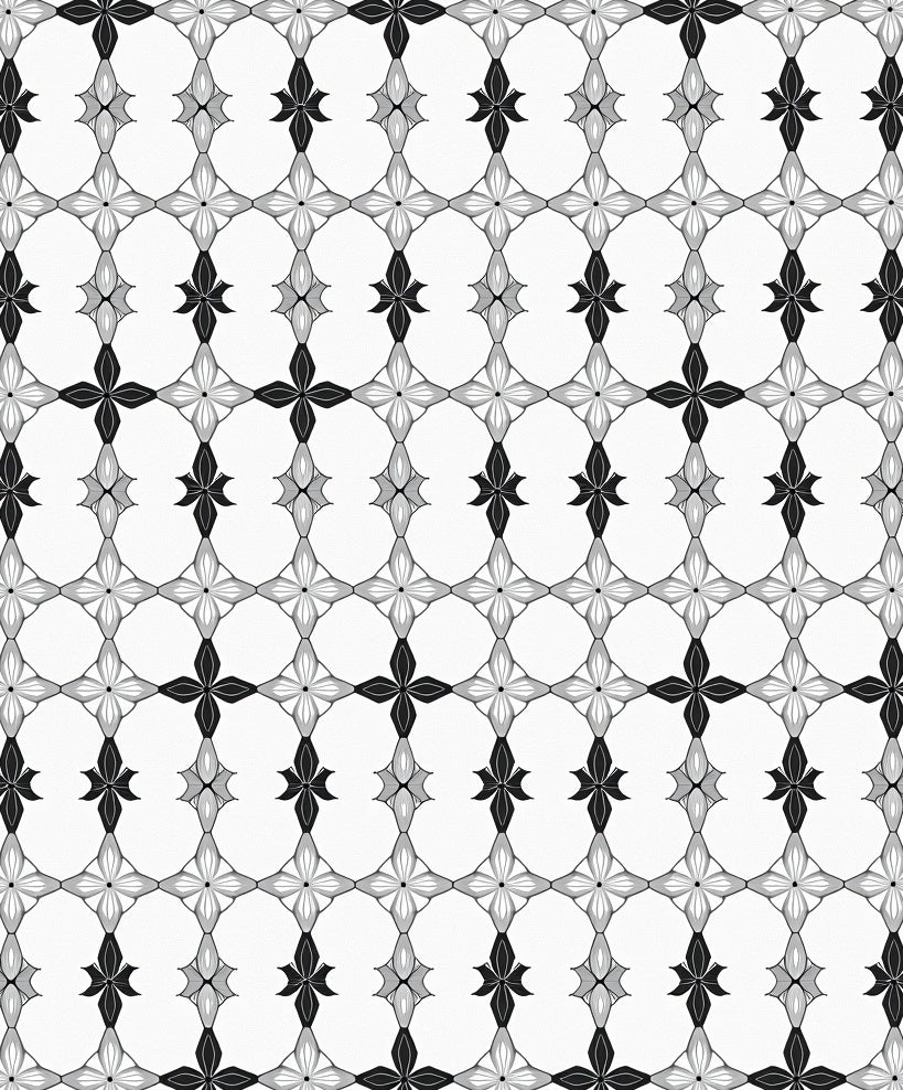 Monochromatic Geometric Floral Pattern Design Rug