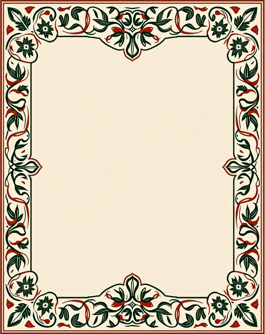 Ornate Floral Border Rug