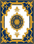Elegant Blue Gold Ornate Medallion Rug