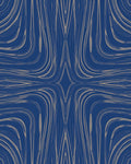 Abstract Blue Beige Swirl Pattern Rug
