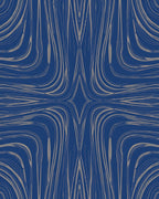 Abstract Blue Beige Swirl Pattern Rug