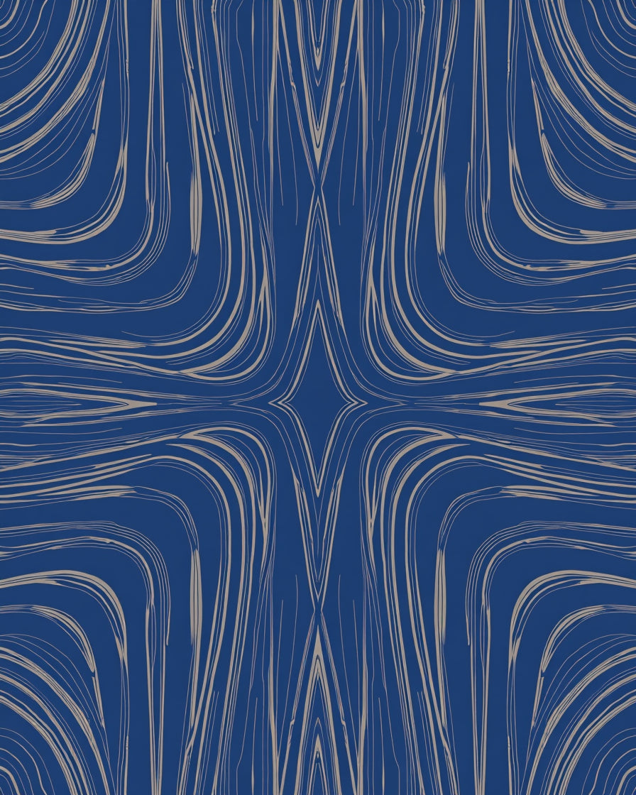 Abstract Blue Beige Swirl Pattern Rug