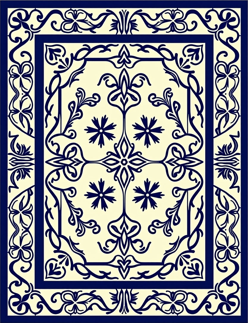Vintage Inspired Floral Scrollwork Rug