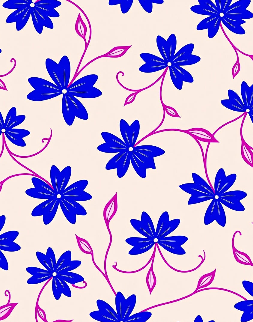 Elegant Blue Floral Vine Pattern Rug