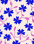 Elegant Blue Floral Vine Pattern Rug