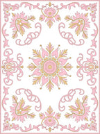 Pink Floral Scrollwork Ornamental Rug