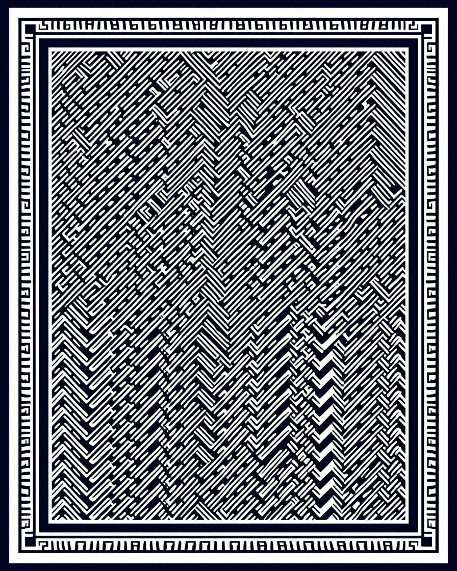 Bold Maze Patterned Monochrome Rug
