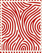 Abstract Red White Swirl Rug