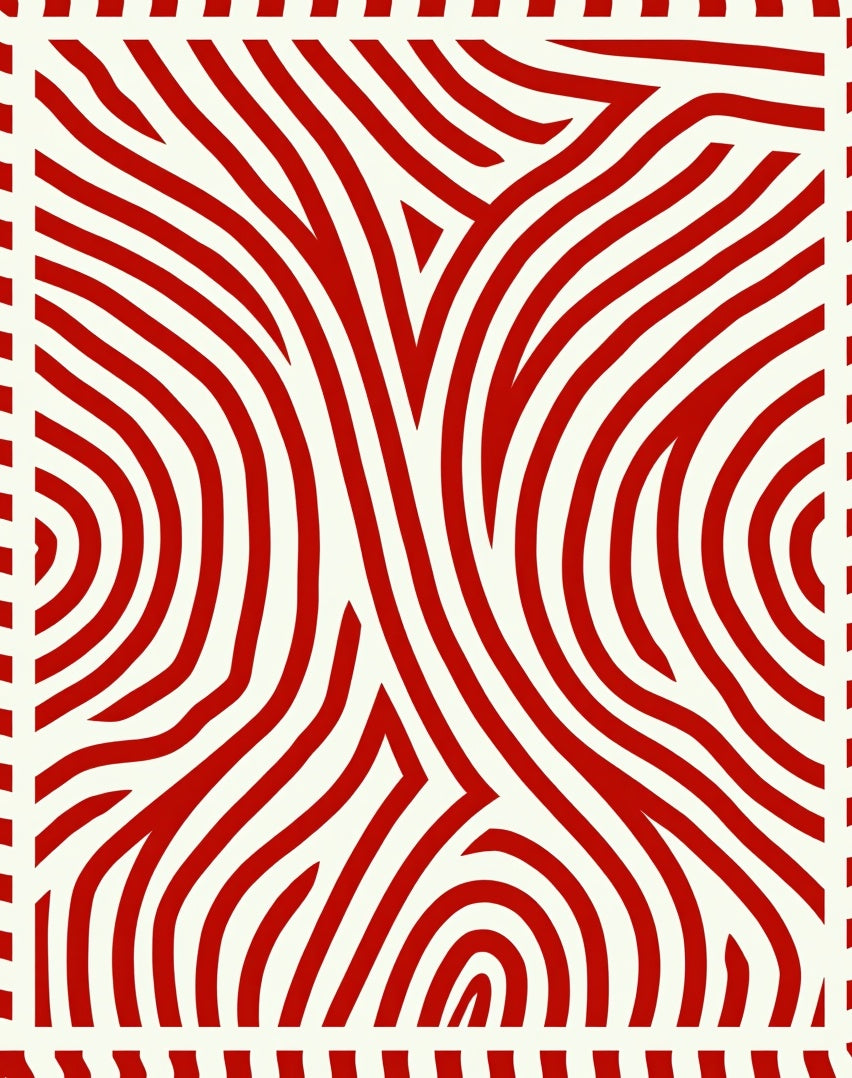 Abstract Red White Swirl Rug