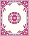 Ornate Pink Mandala Floral Border Rug
