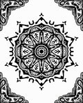 Black White Intricate Mandala Design Rug