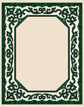 Intricate Green Vine Geometric Border Rug