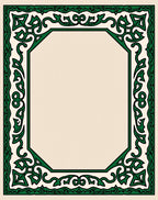 Intricate Green Vine Geometric Border Rug