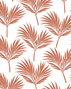 Burnt Orange Palm Leaf Pattern Rug