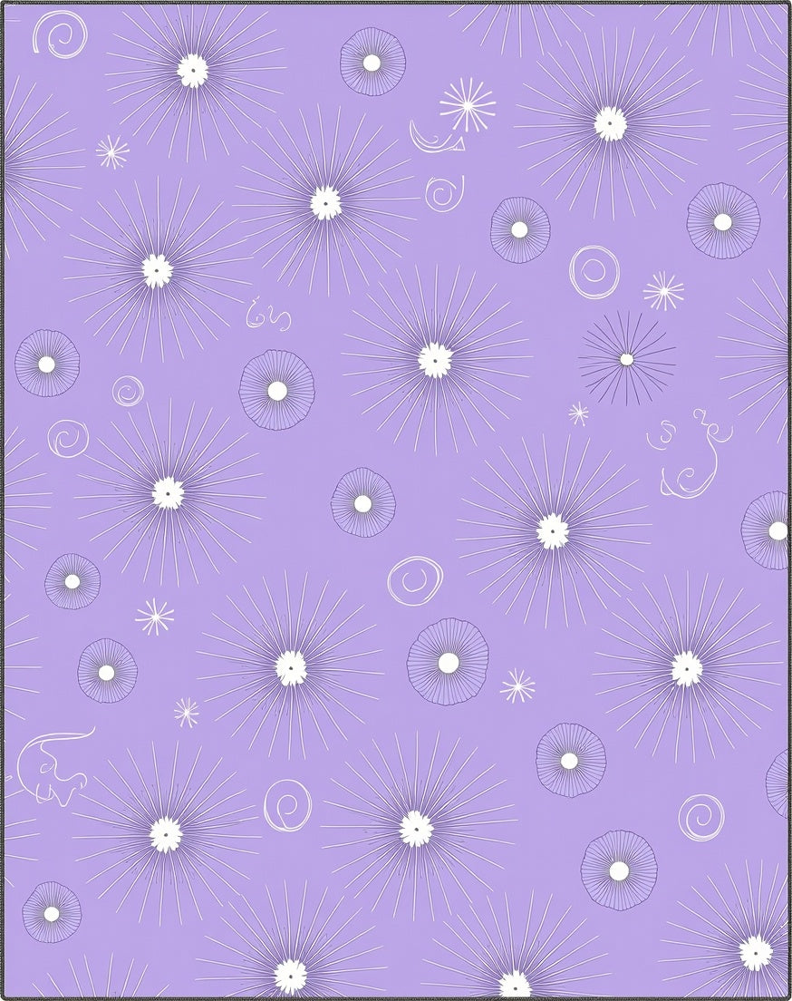 Light Purple Starburst Floral Design Rug
