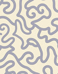 Cream And Blue Swirl Pattern Rug