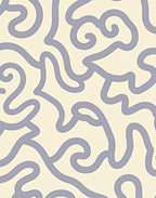 Cream And Blue Swirl Pattern Rug