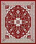 Vintage Floral Medallion Red Cream Rug