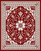 Vintage Floral Medallion Red Cream Rug