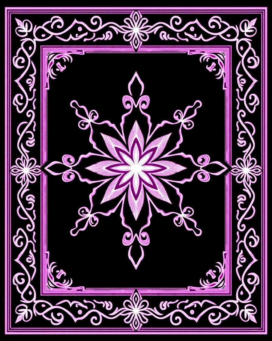 Ornate Floral Mandala Frame Design Rug