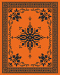 Vibrant Orange and Navy Floral Medallion Rug