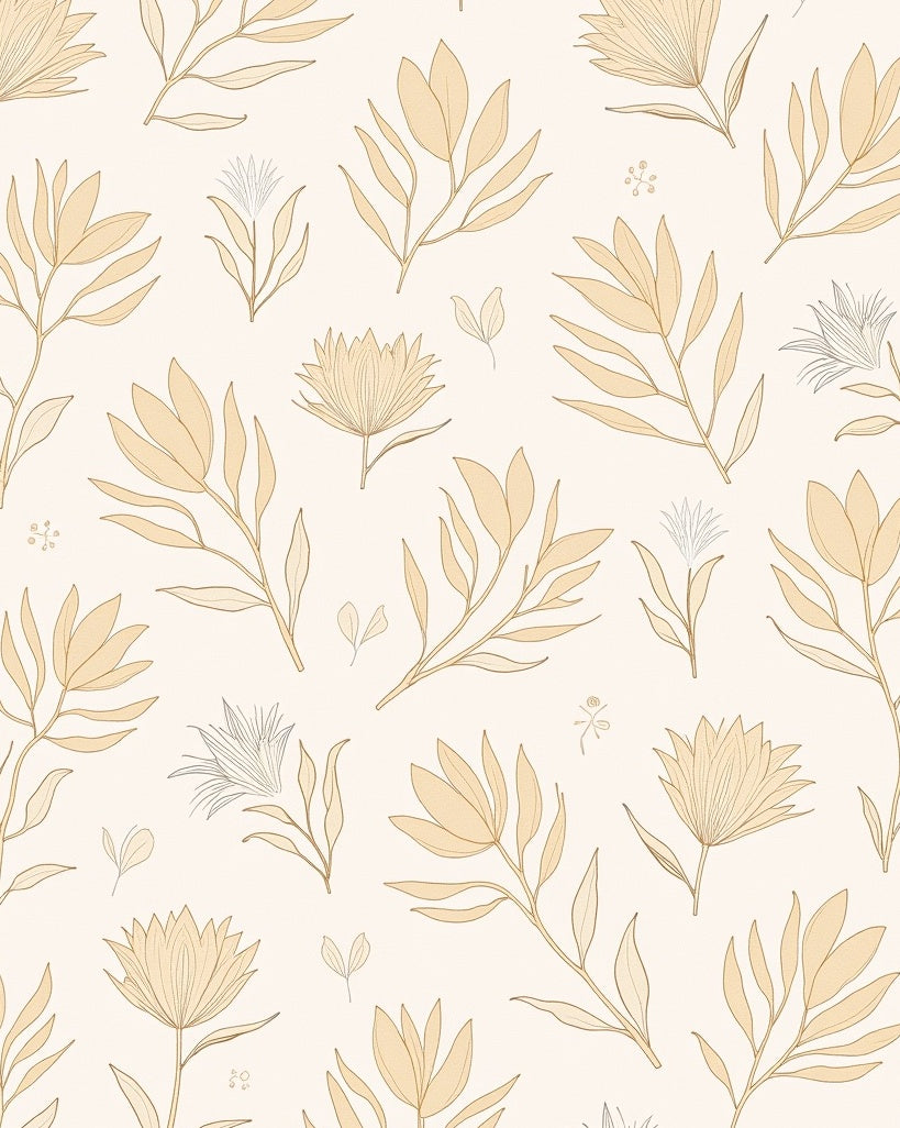 Botanical Silhouette Leaf Pattern Rug