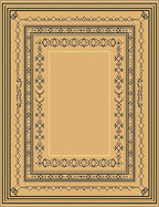 Ornate Black Gold Geometric Frame Design Rug