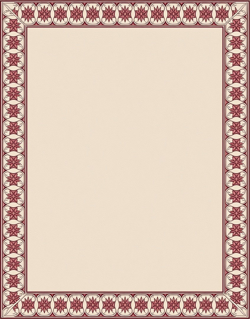Elegant Burgundy Floral Border Pattern Rug