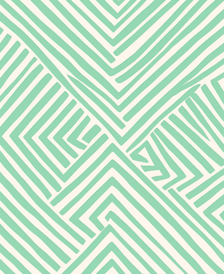 Mint Green Geometric Stripe Pattern Rug