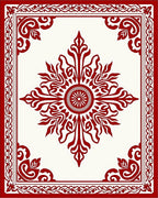 Red Ornamental Floral Medallion Rug