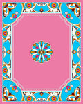 Vibrant Floral Scrollwork Border Design Rug