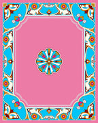 Vibrant Floral Scrollwork Border Design Rug