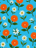 Orange White Flower Pattern Rug