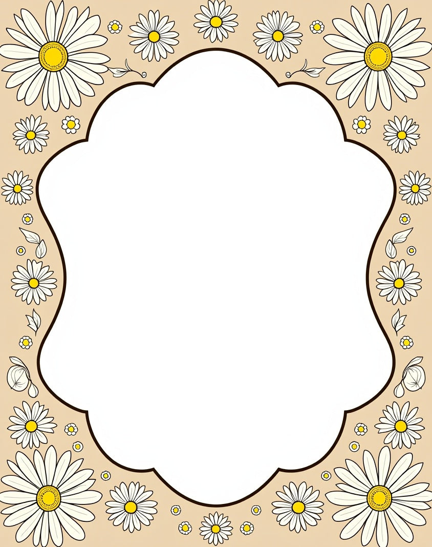 Daisy Floral Outline Design Rug