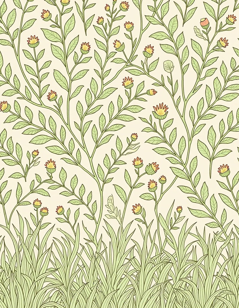 Botanical Garden Floral Pattern Rug