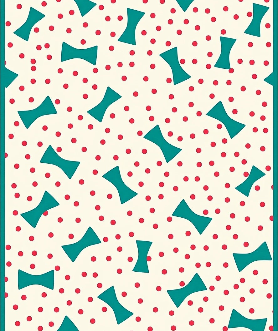 Teal Bow Tie Geometric Polka Dot Rug