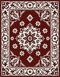 Rich Red Floral Medallion Pattern Rug