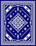 Bold Blue White Geometric Pattern Rug
