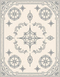 Intricate Floral Compass Motif Design Rug