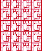 Geometric Red White Lattice Pattern Rug