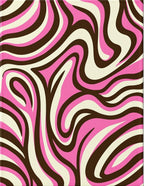 Retro Swirling Pink Brown Cream Pattern Rug
