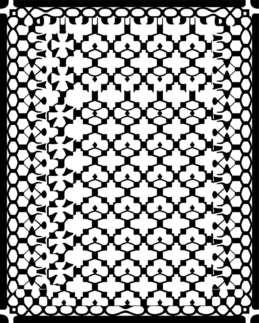 Black And White Geometric Patterned Rug