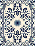 Navy Blue Floral Classic Ornament Rug